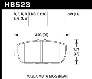Fiat 124 Spider Brake Pad Set - Rear - Hawk Performance - ER-1 - `17-`19 Fiat 124 Spider Brake Pad Set - Rear - Hawk Performance - ER-1 - `17-`19